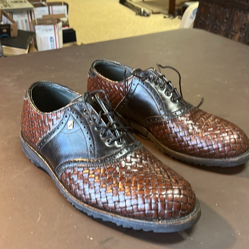 Foot joy classic sat Oxford woven leather golf shoes men’s 9C, 55137 - Picture 3 of 8